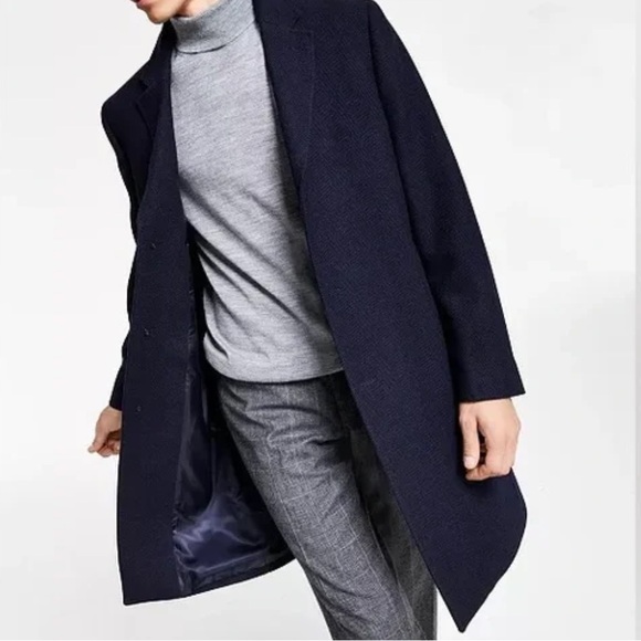 Lauren Ralph Lauren Coat Mens Luther 46L Wool Blend Overcoat Midnight Blue - Picture 1 of 6
